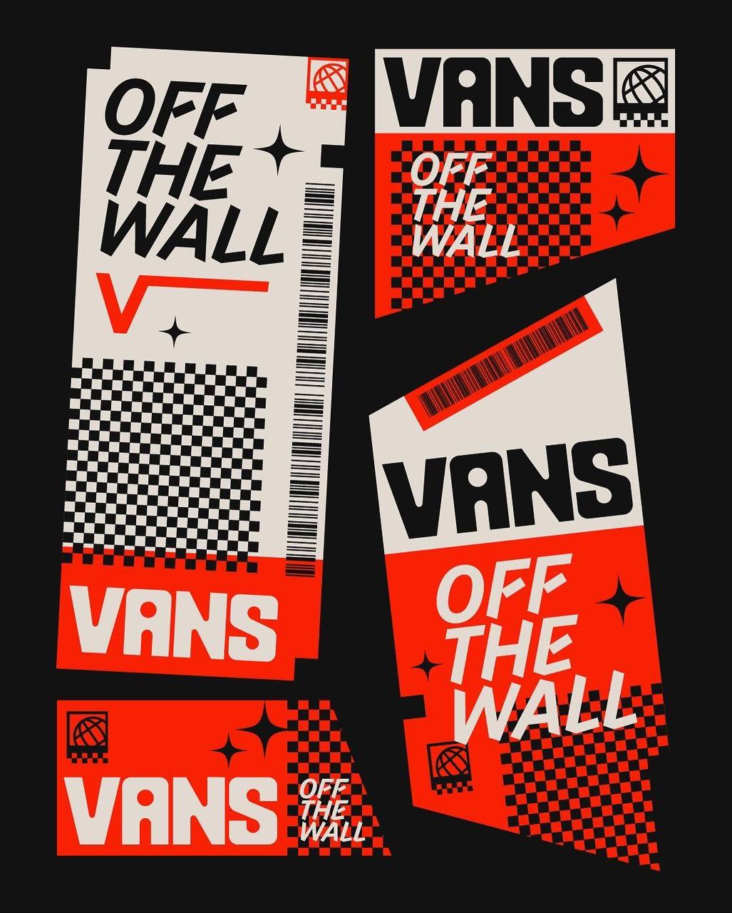 Коллекция элементов дизайна Vans с логотипами и клеткой