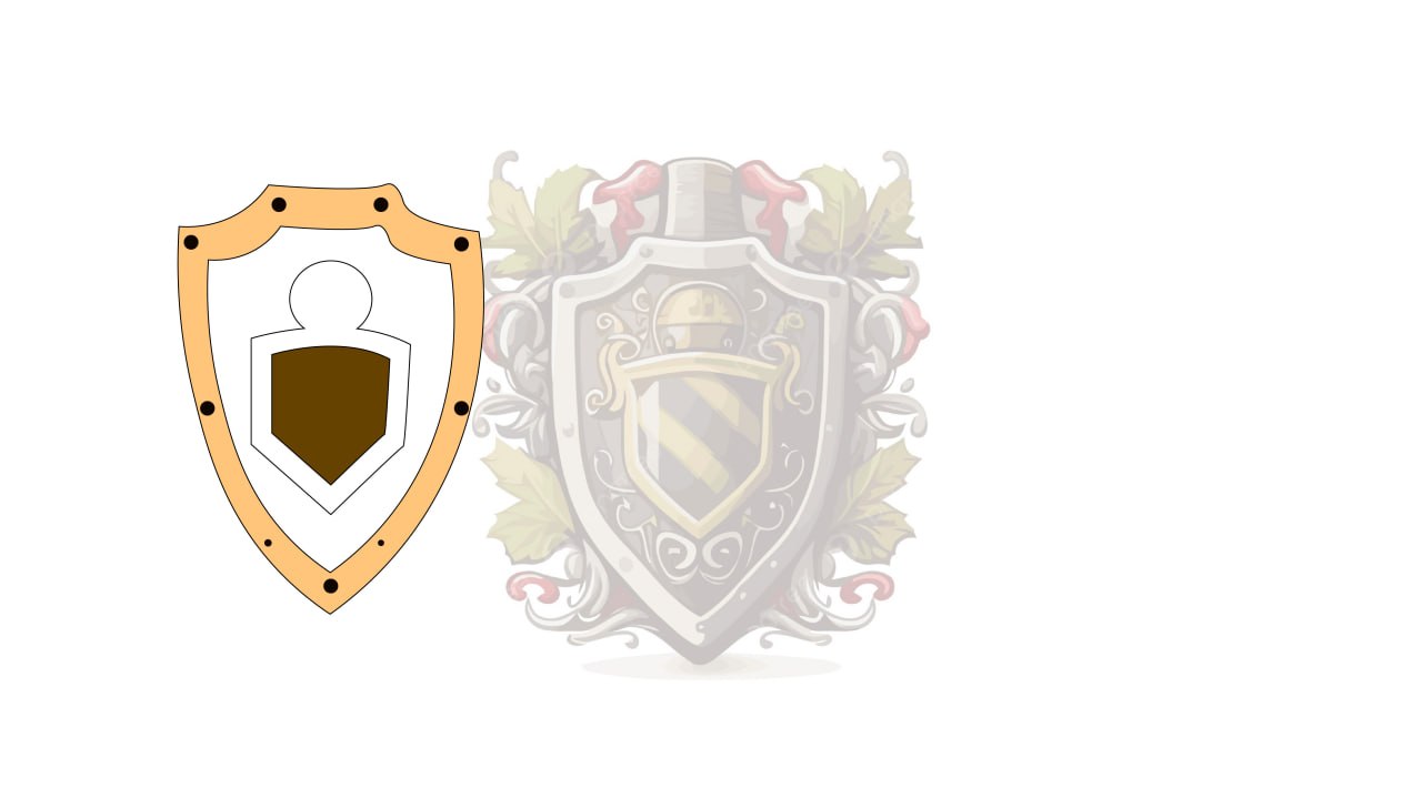 Щит с очертанием фигуры человека и маленьким щитом